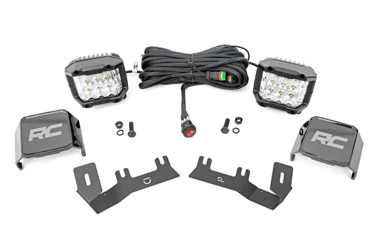 Rough Country Led Ditch Light Kit 3In Osram Pair Wide Fits Chevy/GMC 1500 (14-18) 71056