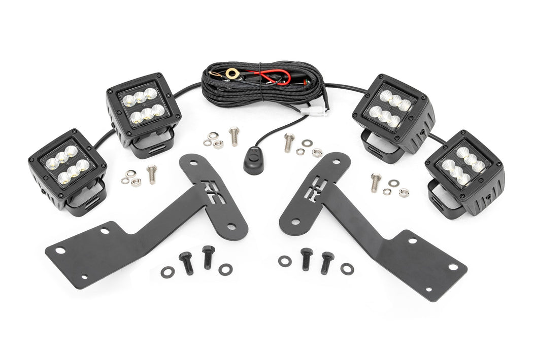 Rough Country LED Light Kit Ditch Mount Dual 2" Black Pairs Flood Fits toyotaTundra (14-21)