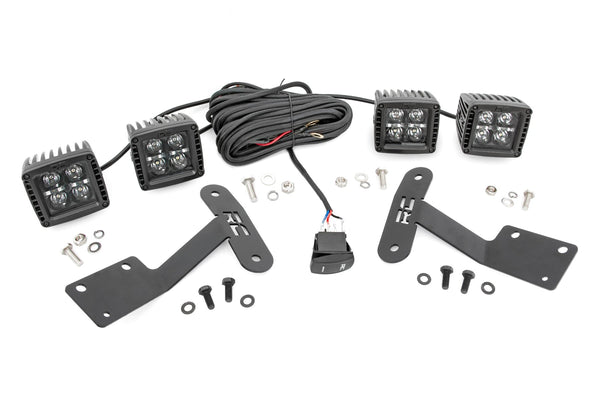 Rough Country LED Light Kit Ditch Mount Dual 2" Black Pairs Amber DRL Fits toyotaTundra (14-21) 70838