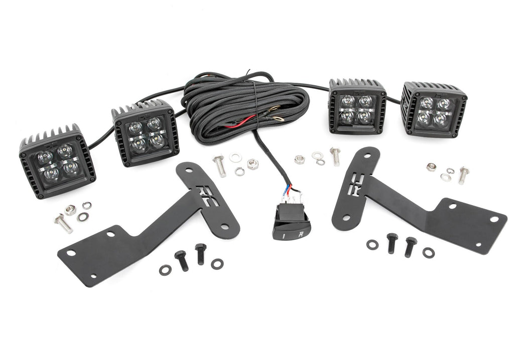 Rough Country LED Light Kit Ditch Mount Dual 2" Black Pairs White DRL Fits toyotaTundra (14-21)