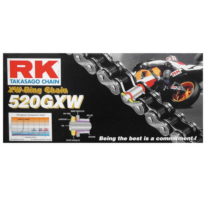 RK Racing Chain 520GXW-130 Steel 130-Links XW-Ring Chain with Connecting Link