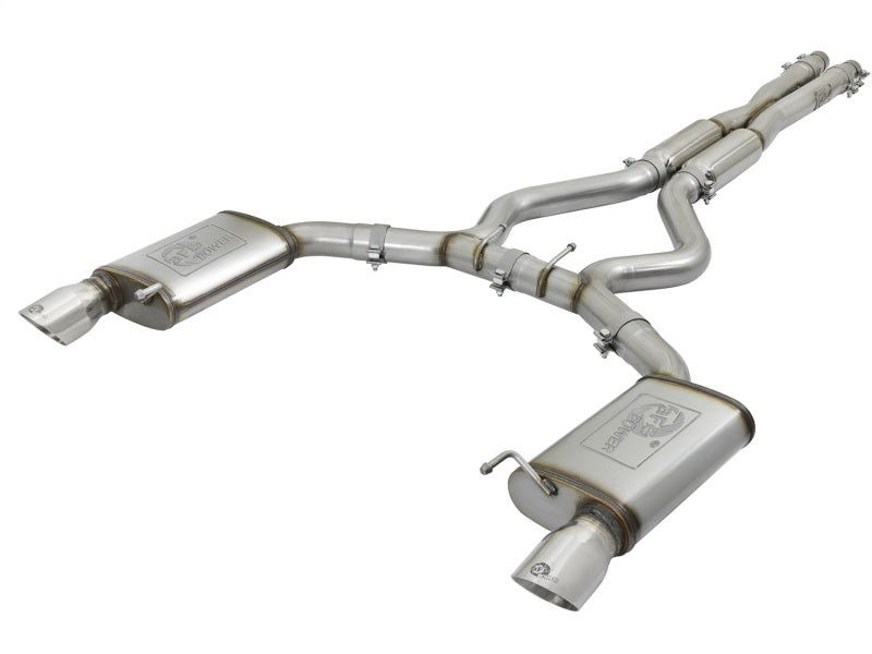 aFe MACHForce XP 3in Sport Tone Cat-Back Exhausts w/ Polished Tips 15-17 Ford Mustang V6/V8 49-33087-P