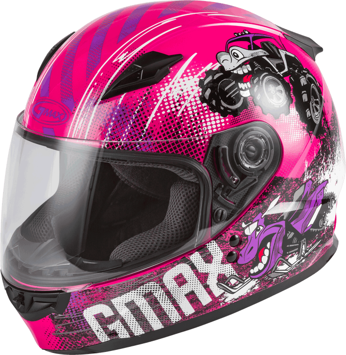 GMAX GM-49Y Beasts, Youth Full-Face Helmet, DOT Approved for Motorcycles, ATVs, Dirt Bikes and More (Pink/Purple/Grey)