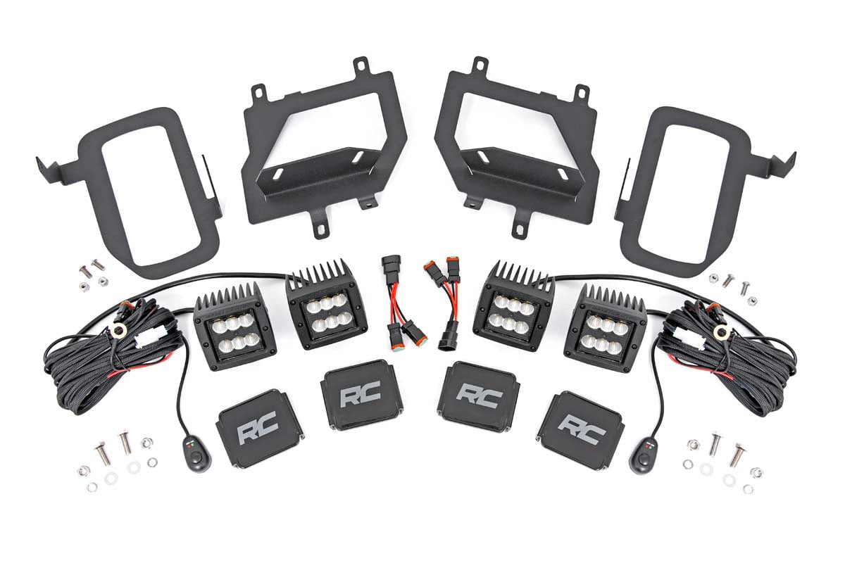 Rough Country Led Light Kit Fog Mount Dual 2" Black Pairs Spot/Flood Fits Ford F-150 (15-17) 70865