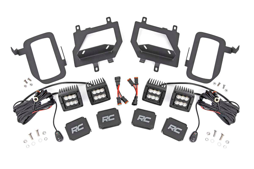 Rough Country Led Light Kit Fog Mount Dual 2" Black Pairs Spot/Flood Ford F-150 (15-17) 70865