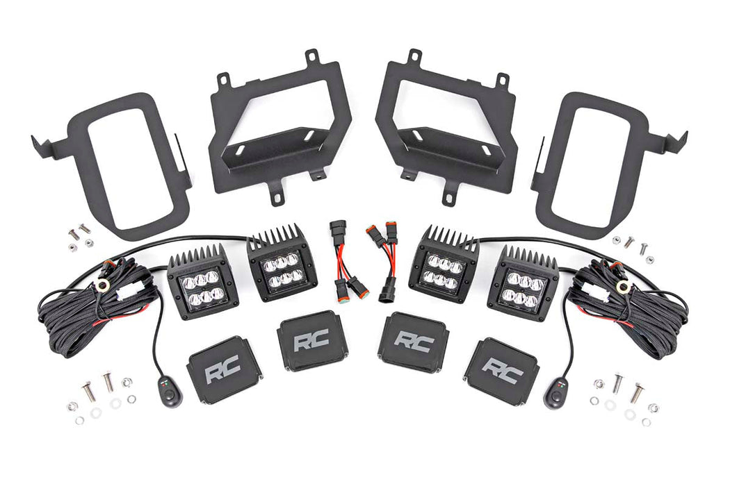 Rough Country Led Light Kit Fog Mount Dual 2" Black Pairs Spot Ford F-150 (15-17) 70832