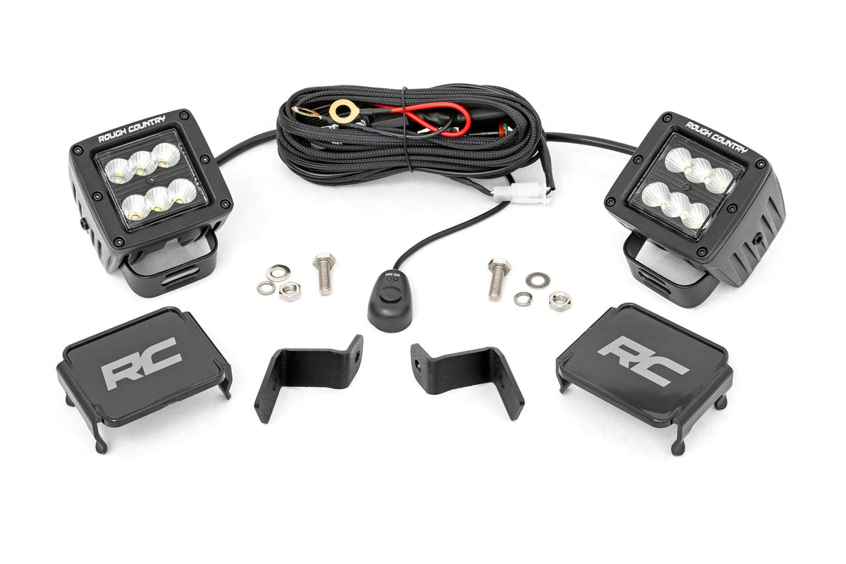 Rough Country Led Light Ditch Mount 2" Black Pair Flood Fits Ford F-150 (15-23) 71029