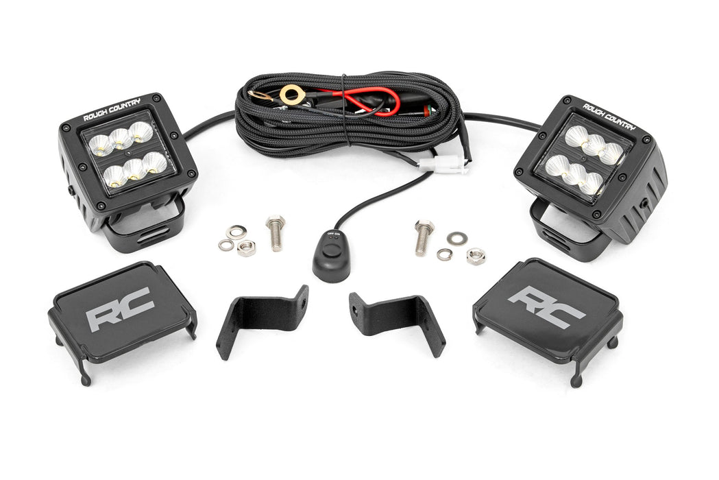 Rough Country Led Light Ditch Mount 2" Black Pair Flood Ford F-150 (15-23) 71029