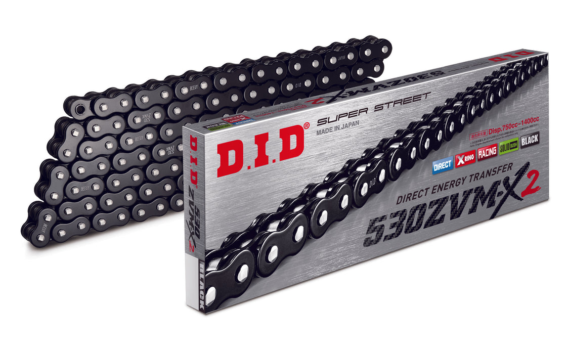 DID ZJ530ZVMX2BK (530 Series) ZVM-X2 Black/Black High Performance X-Ring Chain Rivet Type Connecting Link