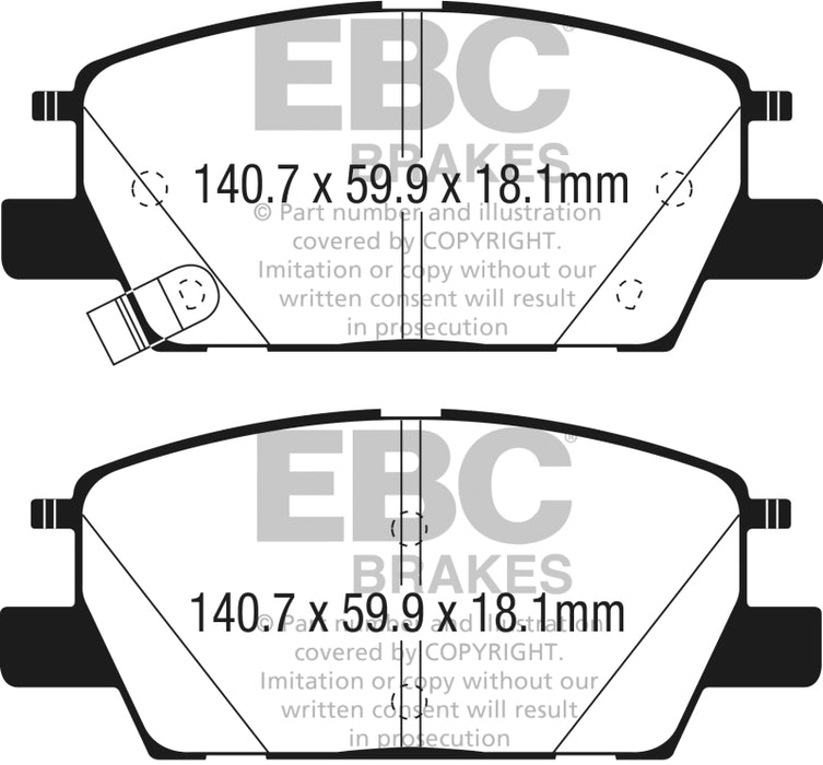 EBC 2016+ Chevrolet Malibu 1.5L Turbo (Elec PB) Redstuff Front Brake Pads DP33068C