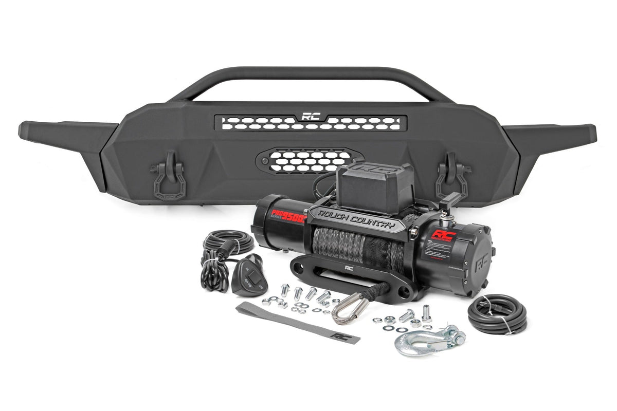 Rough Country Front Bumper High Clearance 12000-Lb Pro Series Winch Synthetic Rope Fits toyotaTacoma 4WD (16-23) 10716