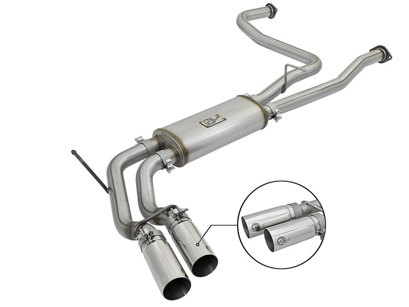 aFe POWER Rebel Series 2-1/2in 409 SS Cat Back Exhaust w/ Polished Tips 16-17 Compatible with Nissan Titan V8 5.6L 49-46126-P