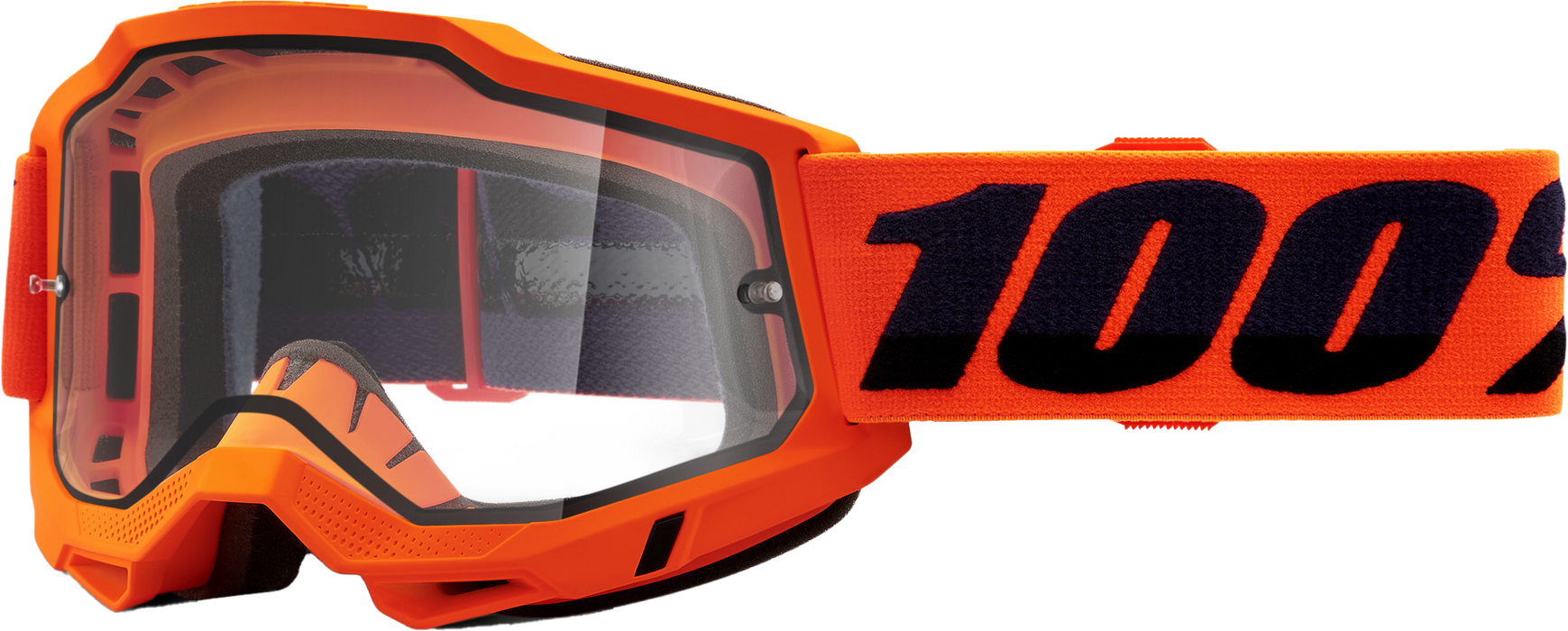 100% ACCURI 2 ENDURO Mountain Bike & Motocross Racing Protective Goggles (Neon/Orange - Clear Lens)