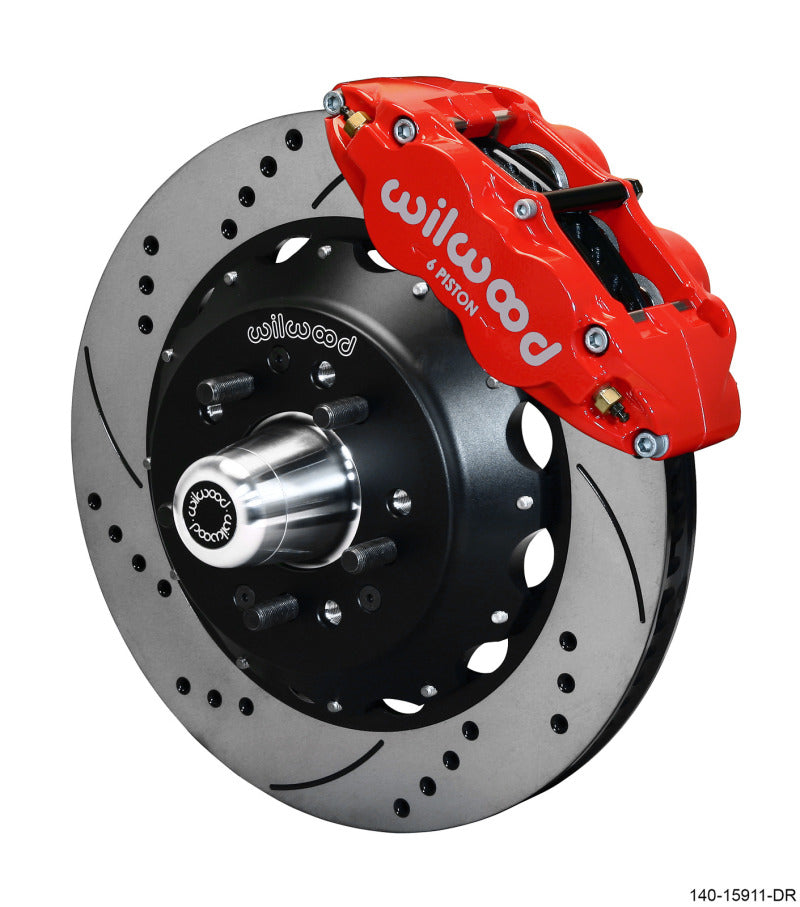 Wilwood Narrow Superlite 6R Front Big Brake Kit 14.00in SRP Drilled and Slotted Rotor Red 140-15911-DR