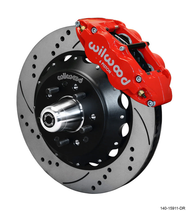 Wilwood Narrow Superlite 6R Front Big Brake Kit 14.00in SRP Drilled and Slotted Rotor Red 140-15911-DR