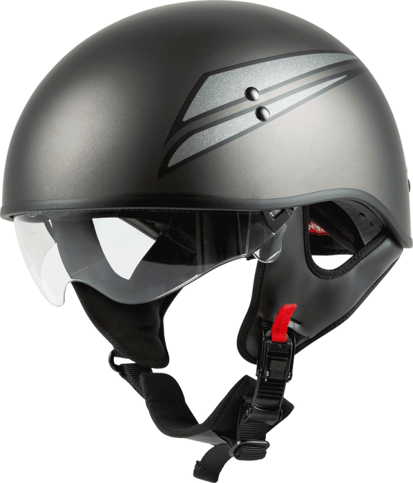 Gmax Hh-65 Half Helmet Union Naked Matte Grey/Silver Md H16510255