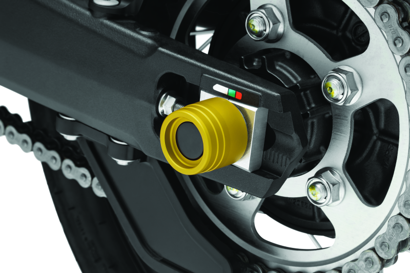 Kuryakyn Motorcycle Accessory: Lodestar Rear Axle Sliders For Africa Twin, Machined From 6061-T6 Aluminum With Gold Anodized Finish, 1 Pair 3830