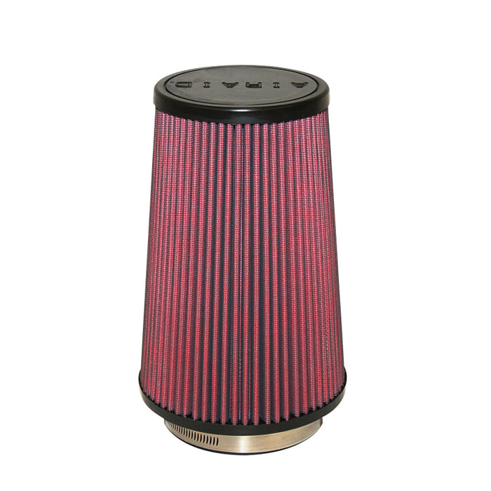 Airaid Universal Clamp-On Air Filter: Round Tapered; 4 Inch (102 Mm) Flange Id; 9 Inch (229 Mm) Height; 6 Inch (152 Mm) Base; 4.625 Inch (117 Mm) Top 701-471