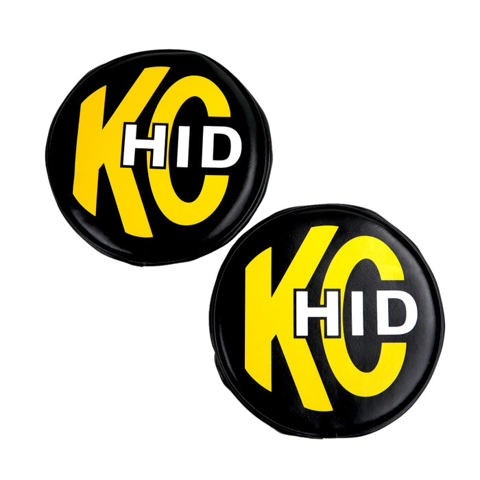 KC HiLiTES 8in. Round Soft Cover HID (Pair) Black w/Yellow Brushed KC Logo 5818