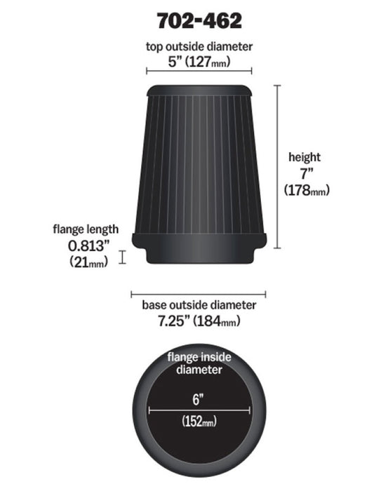 Airaid Universal Air Filter Cone 6 x 7-1/4 x 5 x 7 702-462