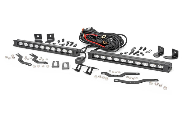Rough Country Led Light Kit Grille Mount 10" Black Slimline Pair Ford F-150 (18-20) 70808