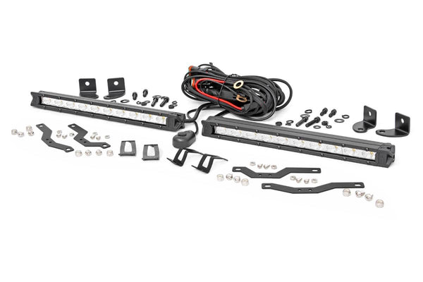 Rough Country Led Light Kit Grille Mount 10" Chrome Slimline Pair Fits Ford F-150 (18-20) 70809