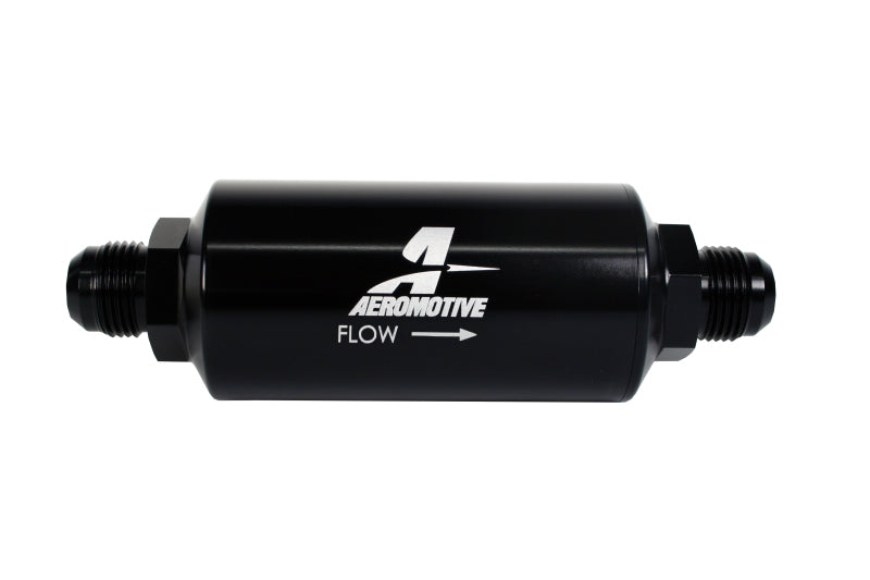 Aeromotive In-Line Filter (AN -10 Male) 40 Micron Stainless Mesh Element Bright Dip Black Finish 12388