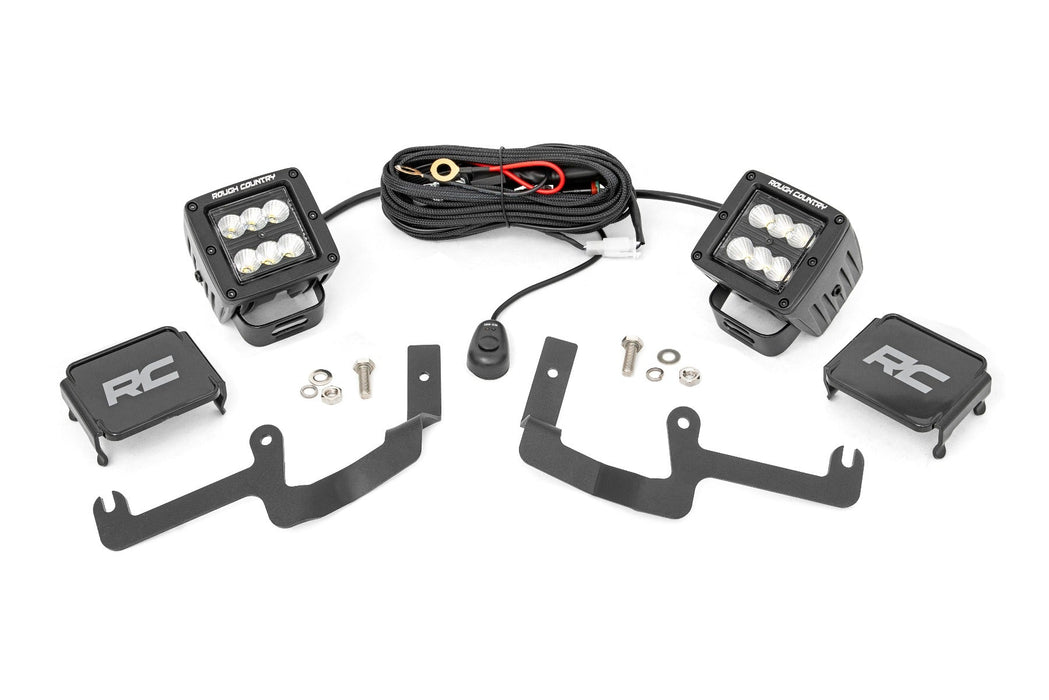 Rough Country Led Light Kit Ditch Mount 2" Black Pair Flood Chevy Silverado 1500 (19-23) 70842