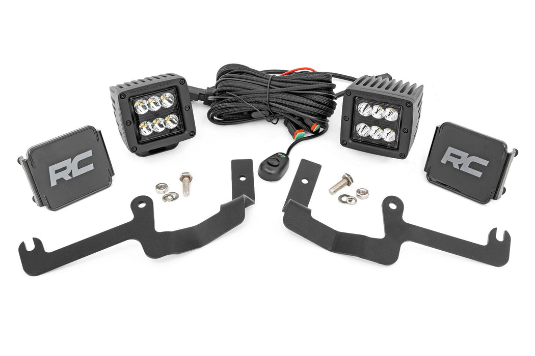 Rough Country Led Light Kit Ditch Mount 2" Black Pair Spot Chevy Silverado 1500 (19-23) 70841