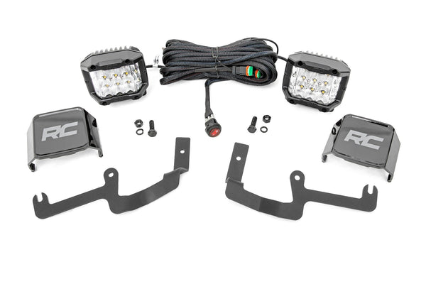 Rough Country Led Light Kit Ditch Mount 3" Osram Wide Fits Chevy Silverado 1500 (19-23) 70845