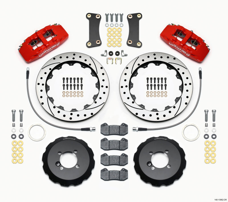 Wilwood Dynapro 6 Front Hat Kit 12.88in Drilled Red 2002-Up Mini Cooper w/ Lines 140-13062-DR