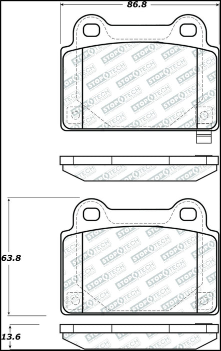 StopTech 08-15 Mitsubishi Evo X Street Performance Rear Brake Pads 305.1368