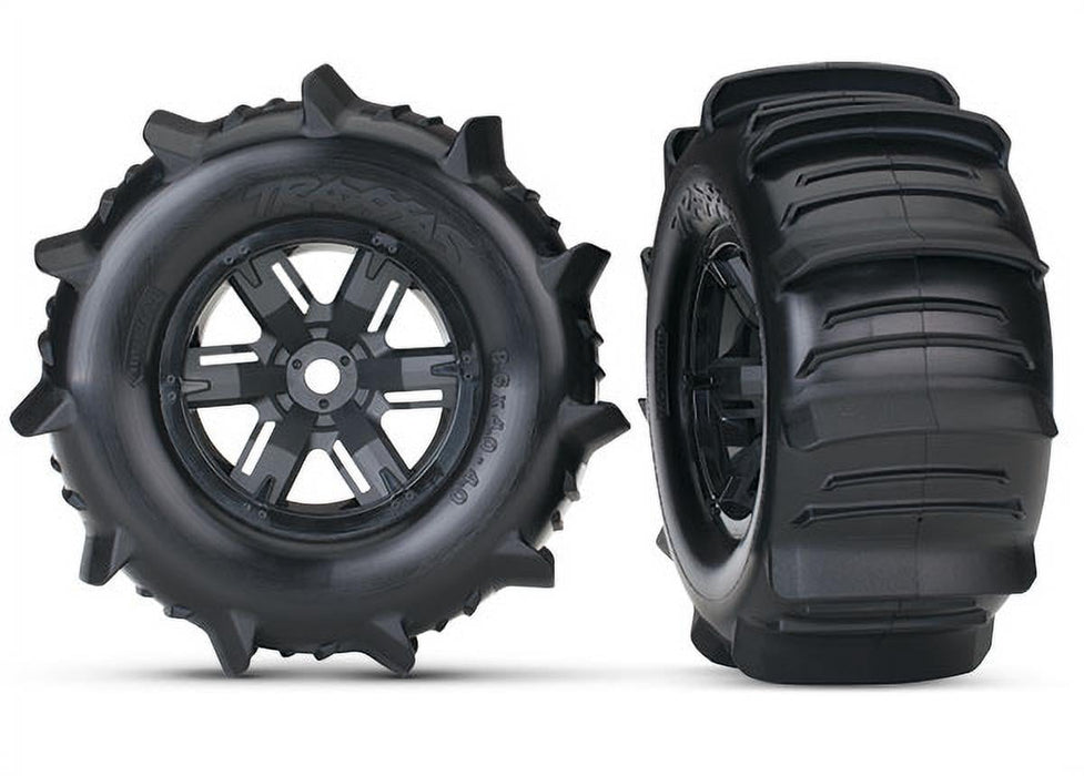 Traxxas X-Maxx Pre-Mounted Paddle Tires  Wheels (2) (Black)
