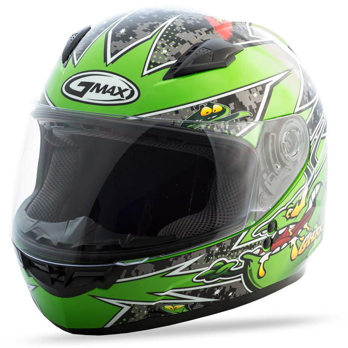 GMAX G7496221TC-3 unisex-adult full-face-helmet-style Helmet (Gm49Y Youth Street Alien) (Black/Green, Youth Medium)