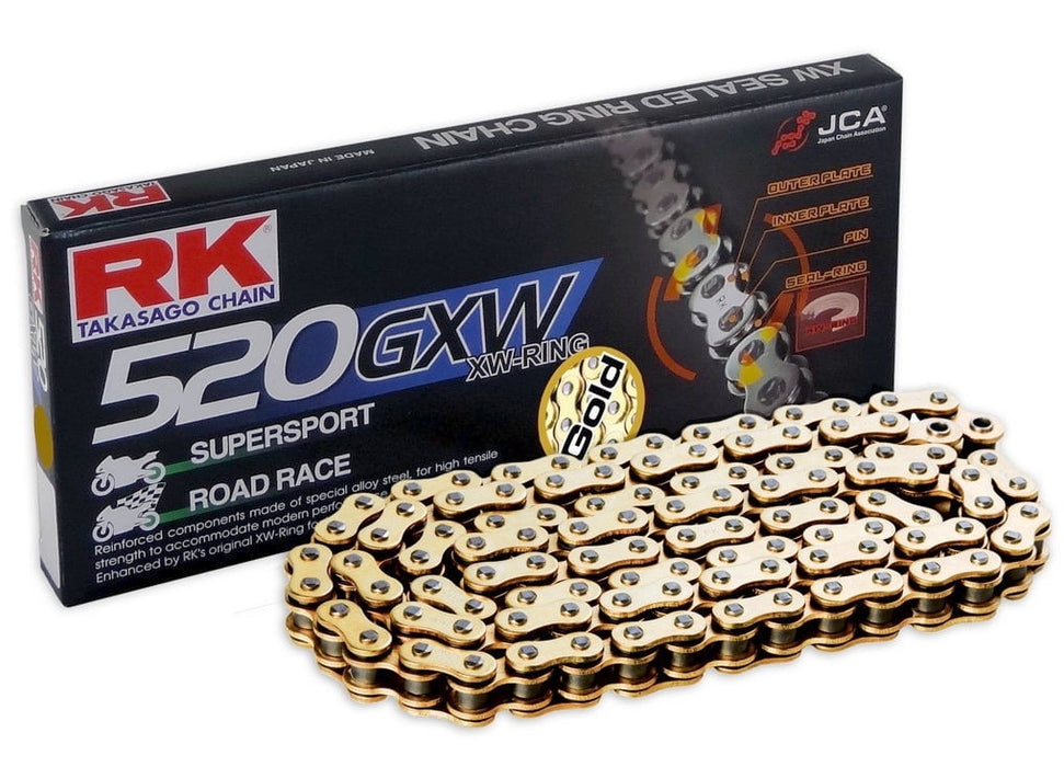 RK Racing Chain GB520GXW-120 120-Links Gold XW-Ring Chain with Connecting Link