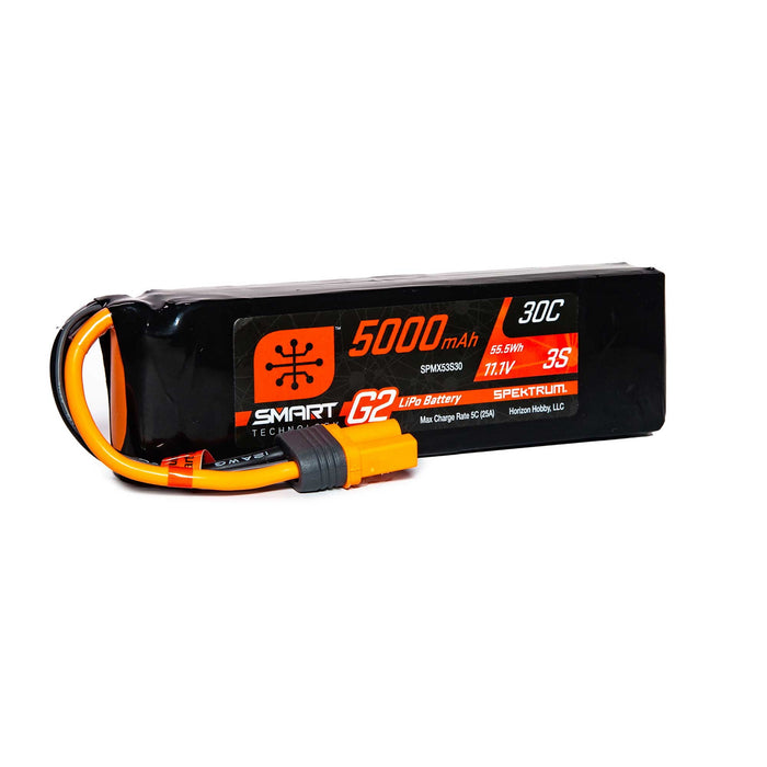 Spektrum SMART 5000mAh 3S 11.1V Smart G2 LiPo 30C IC5 SPMX53S30 Car Batteries & Accessories