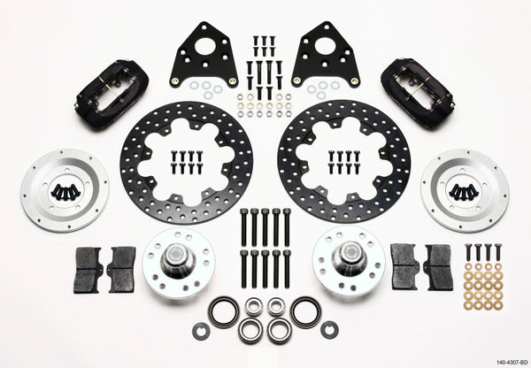 Wilwood Forged Dynalite Front Drag Kit Drilled Rotor 1965-1969 Mustang Disc & Drum Spindle 140-4307-BD
