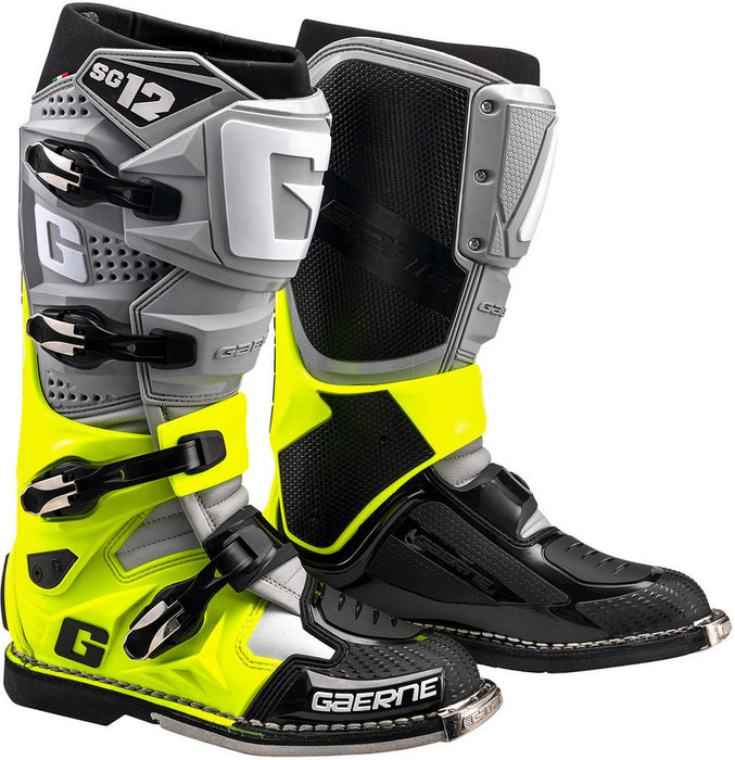 Gaerne SG12 Mens MX Offroad Boots Gray/Yellow/Black 9 USA