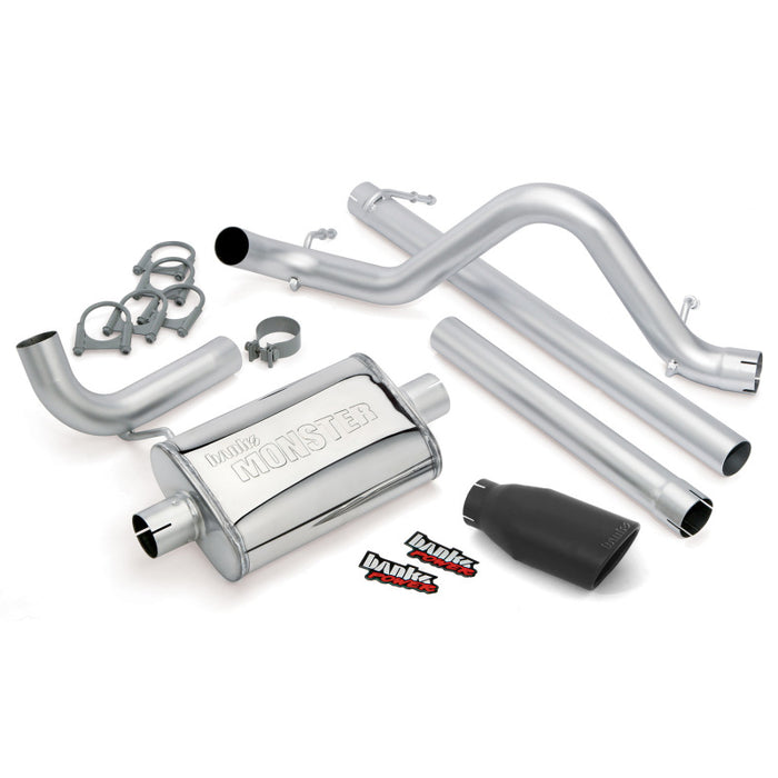 Banks Power 07-11 compatible with Jeep 3.8L Wrangler Unlimited 4dr Monster Exh Sys SS Single Exh w/ Black Tip 51322-B