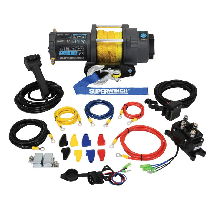 Superwinch 2500 LBS 12V DC 3/16in x 40ft Synthetic Rope Terra 2500SR Winch Gray Wrinkle 1125270