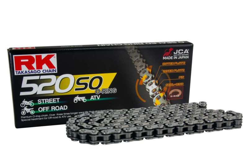 Rk Racing Chain 520-So-120 (520 Series) Steel 120 Link Traditional Street And Off-Road O-Ring Chain With Connecting Link 520SO-120
