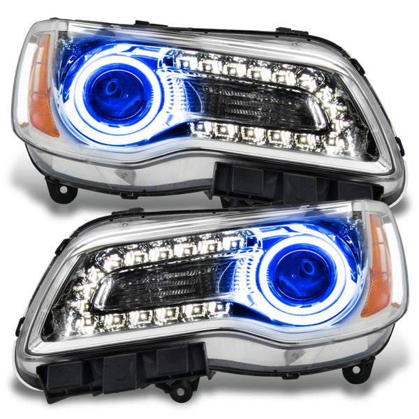 Oracle 11-14 Chrysler 300C NON HID LED Halo Headlights Chrome Housing Blue SEE WARRANTY 7728-002