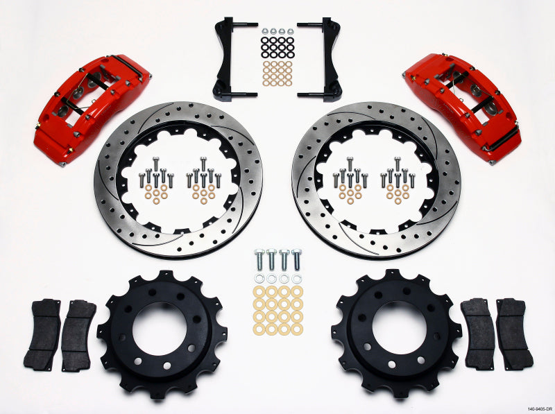 Wilwood TC6R Rear Kit 16.00in Drilled Red 1999-2010 GM H2 / 2500 4.63 Cntr 140-9405-DR