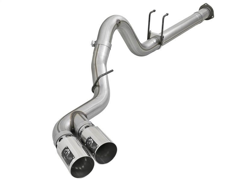 aFe Rebel XD 4in SS Down-Pipe Back Exhaust w/Dual Polished Tips 17-18 Ford Diesel Trucks V8-6.7L(td) 49-43102-P