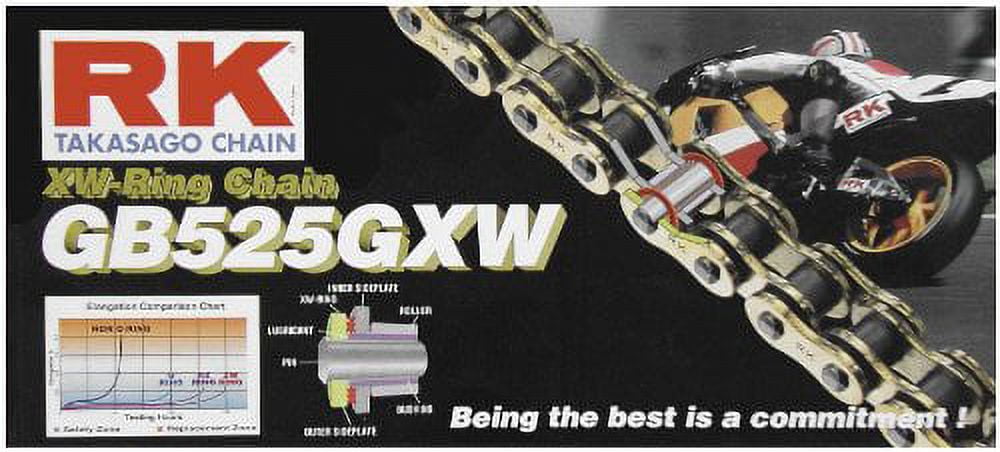 RK GB525GXW Ultra High Performance Race Gold XW-Ring Motorcycle Chain - 110 Link