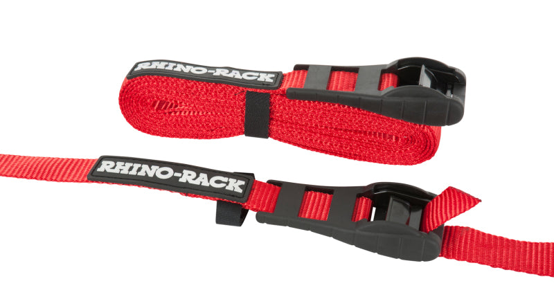 Rhino-Rack Rapid Tie Down Straps w/Buckle Protector 4.5m/15ft Pair Red RTD45P