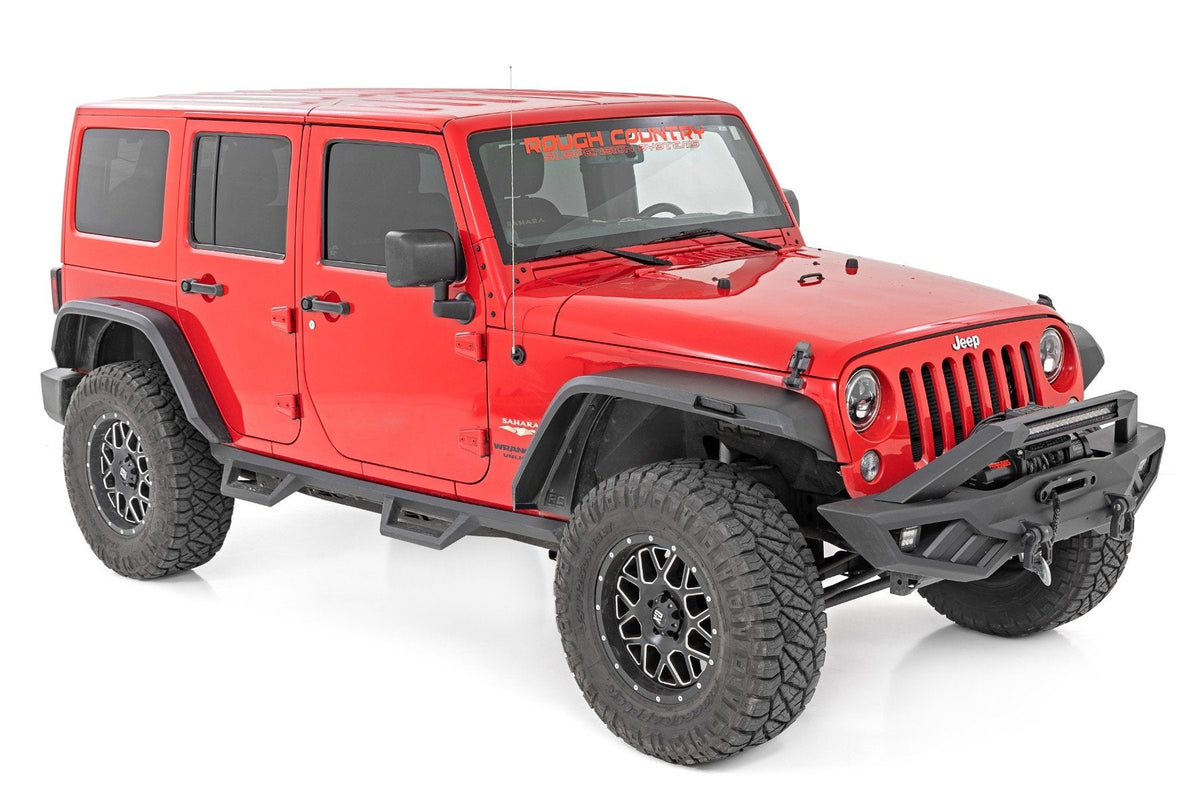Rough Country High Clearance Led Flat Fender Flare Kit Uv Treated Fits Jeep Wrangler Jk (07-18) 99037