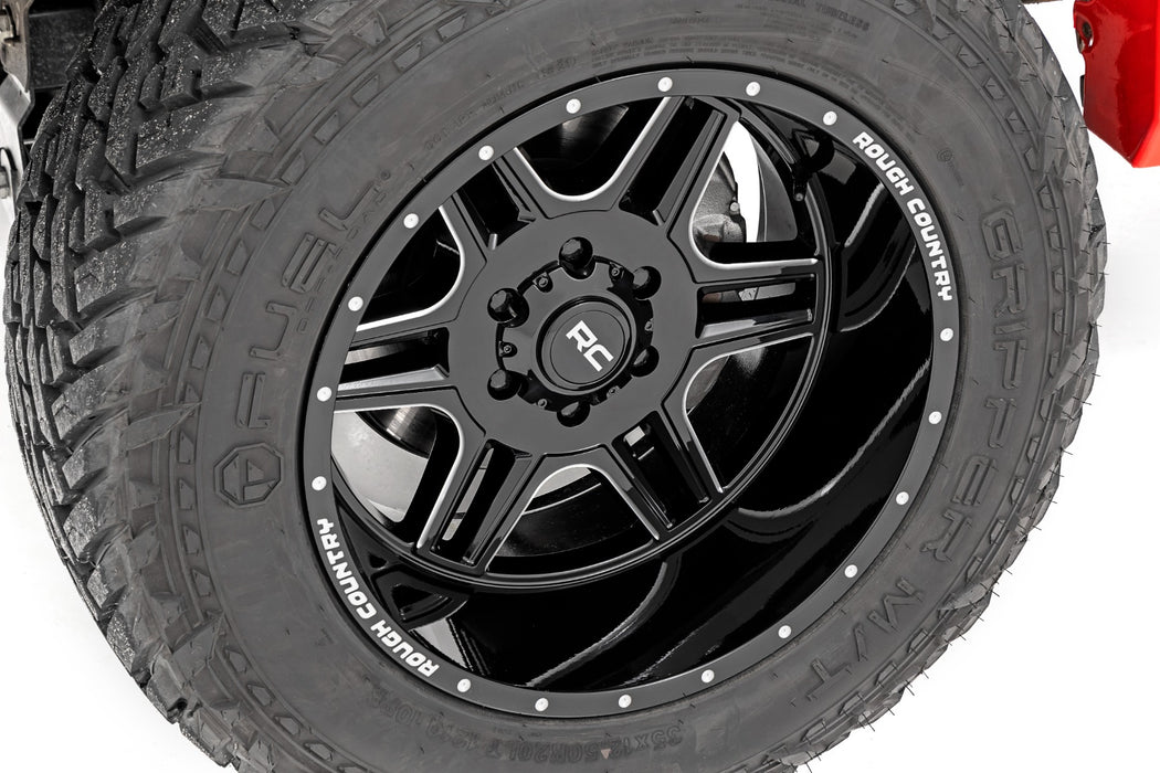 Rough Country 92 Series Wheel Machined One-Piece Gloss Black 22X12 6X13544Mm 92221217