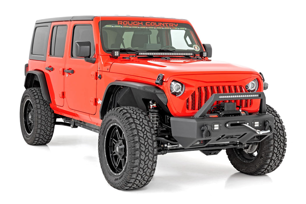 Rough Country High Clearance Led Flat Fender Flare Kit Uv Treated Jeep Wrangler Jl (18-23) 99036