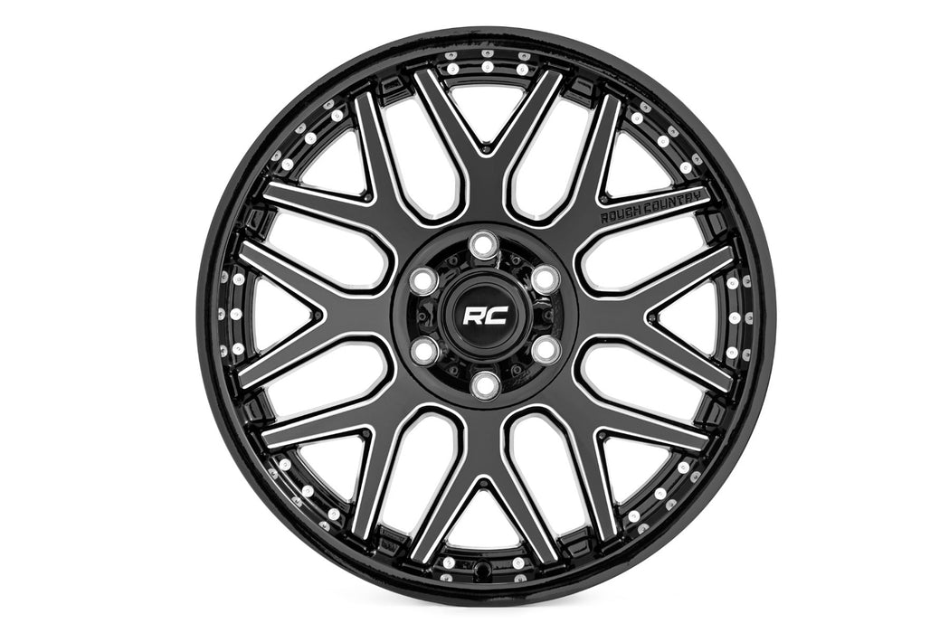 Rough Country 95 Series Wheel | Machined One-Piece | Gloss Black | 20x10 | 8x170 | -19mm